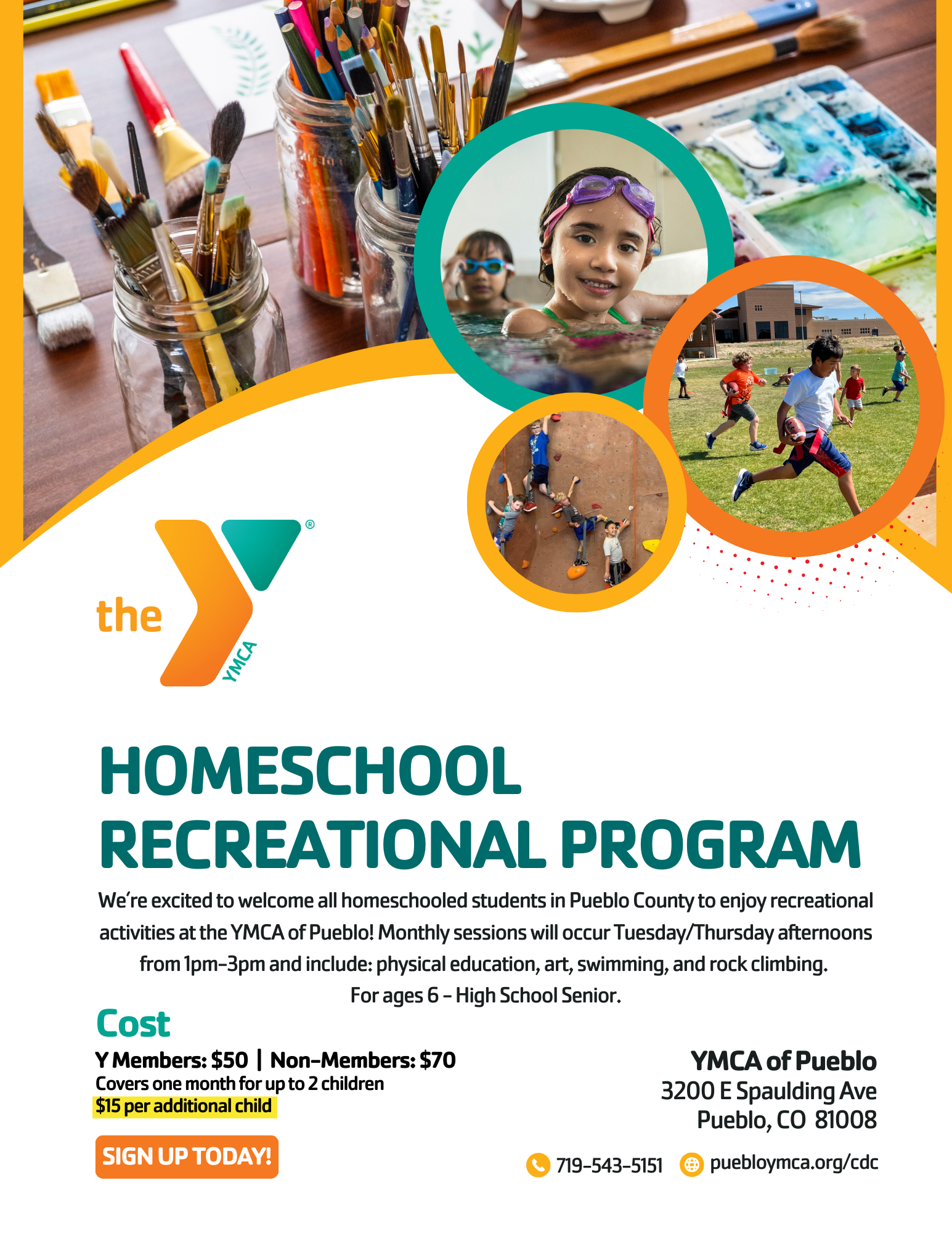 YMCA Homeschool Recreational Flyer