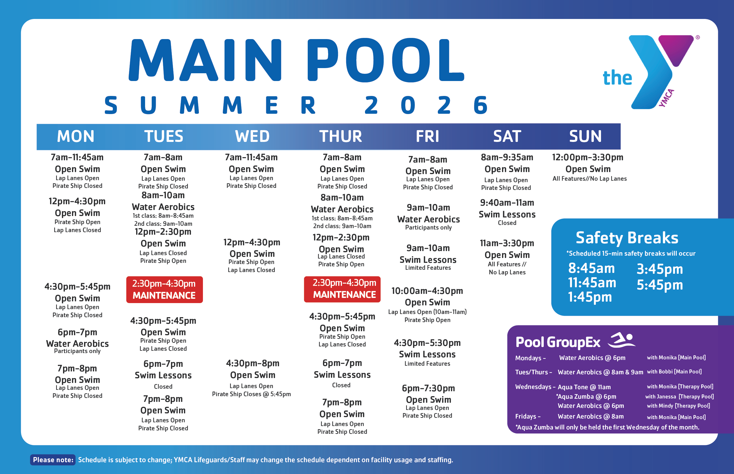 Aquatics Schedule Template