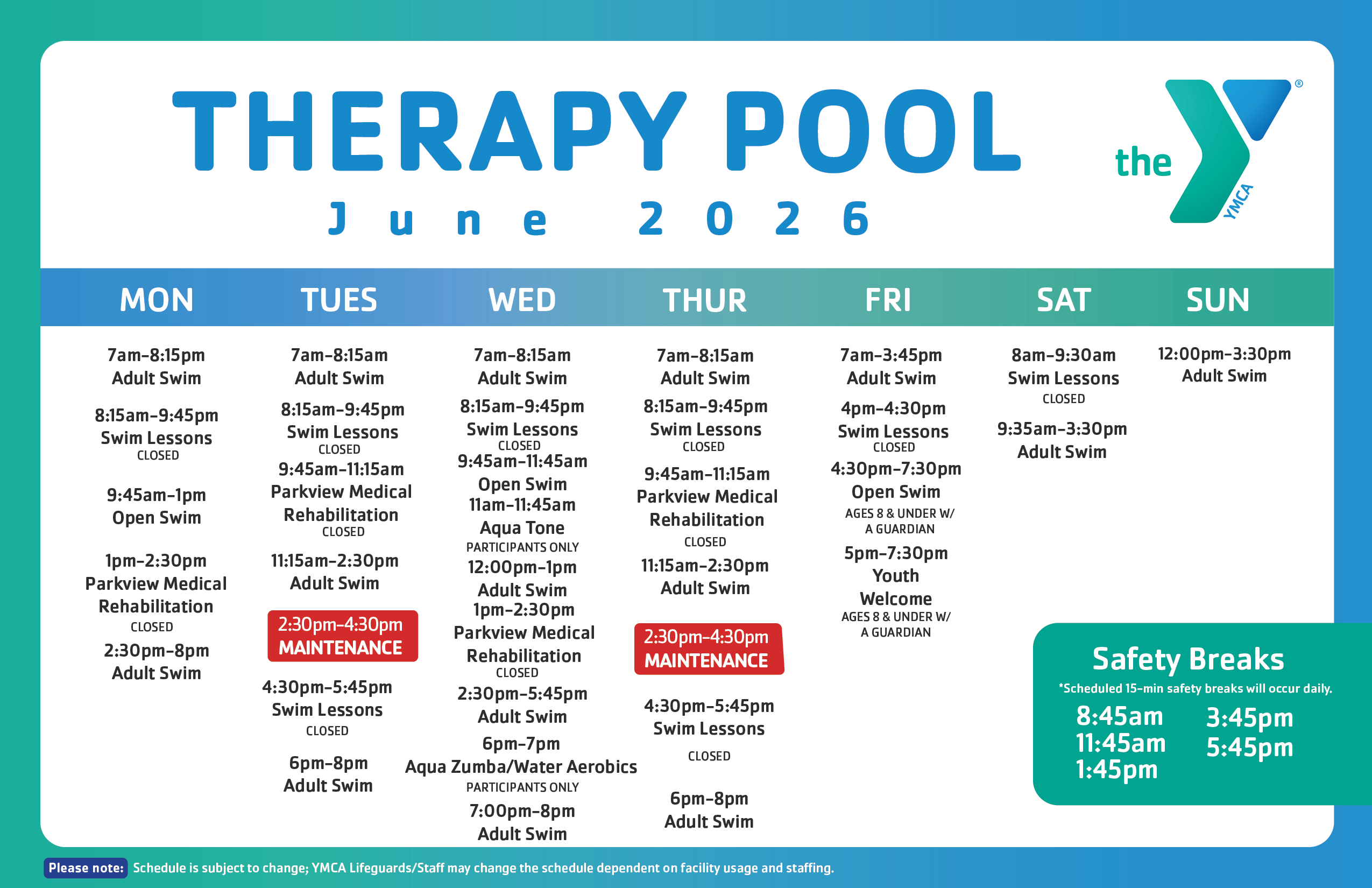 Aquatics Schedule Template2