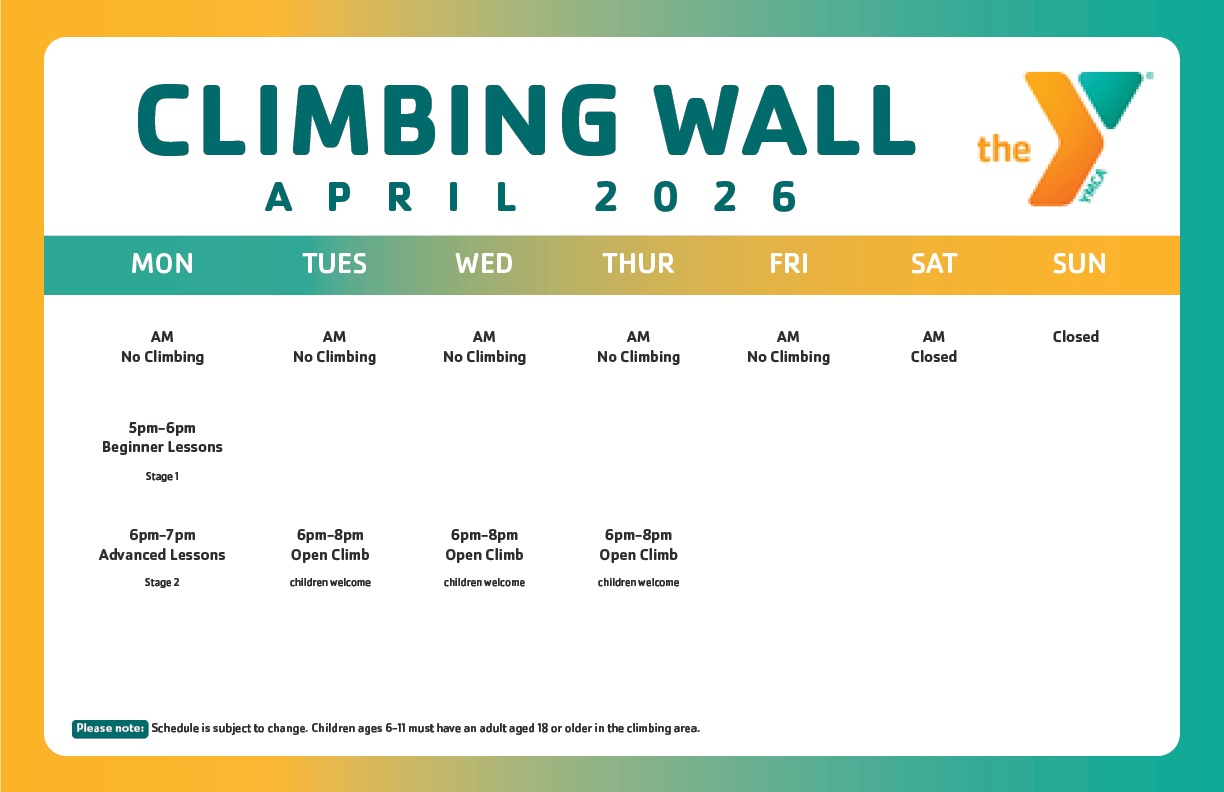 Climbing Wall Schedule April 2026