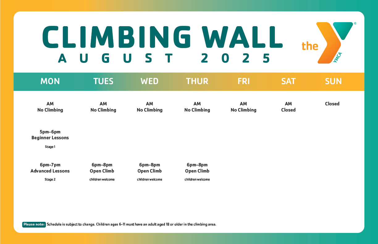 Climbing Wall Schedule_August